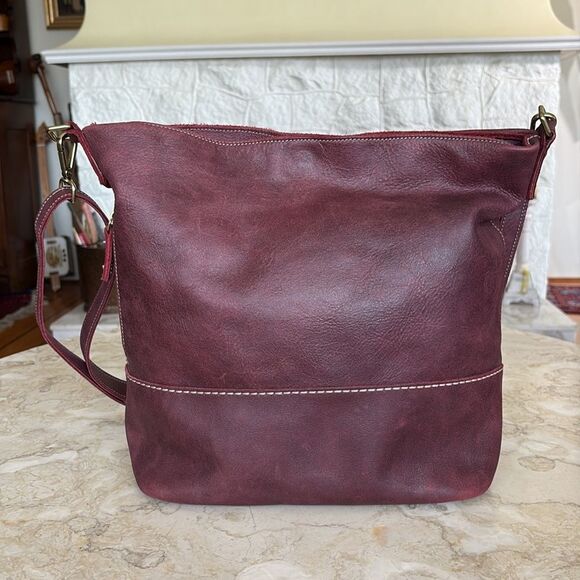 Roots Leather Extra Large Hobo Bucket Shoulder Crossbody Bag Made in Canada - Picture 3 of 14